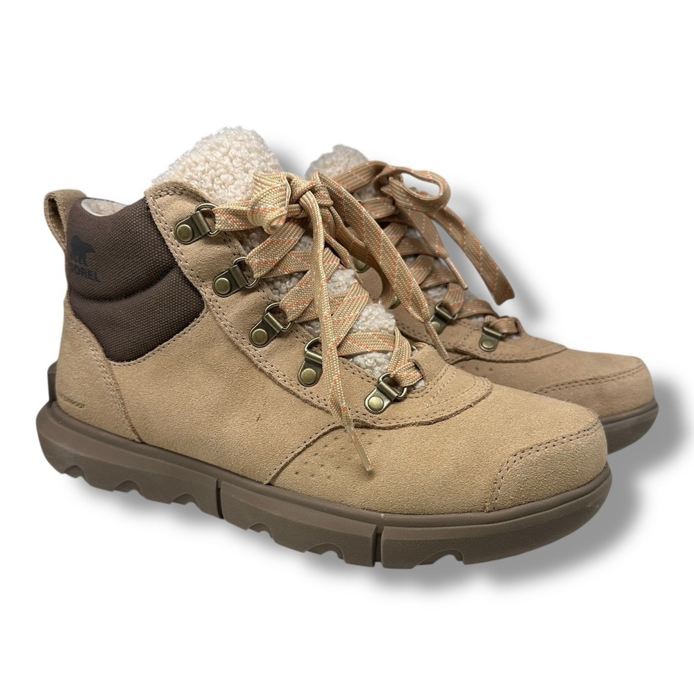 SOREL Beige Explorer Next Hiker Boots Women's‎ 8.5 Waterproof Faux Fur Gorpcore